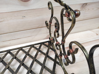 Hand Forged Wrought Iron Log Holder: Firewood Storage Basket