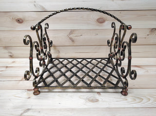 Log holder, Firewood storage, Firewood rack, Firewood basket, Metal basket for firewood, Storage basket, Wrought iron basket