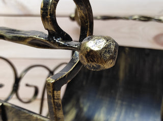 Hand Forged Wrought Iron Log Holder: Firewood Storage Basket