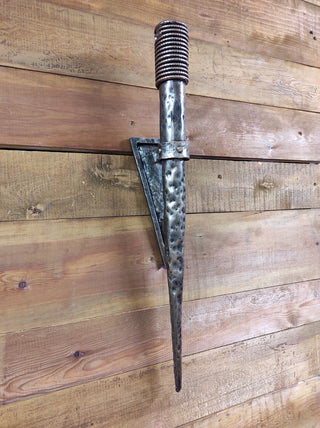 Hand Forged Wrought Iron Viking Torch Sconce - Medieval Wall Light