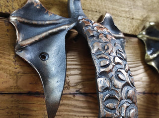 Hand Forged Dragon Door Handle: Wrought Iron Metal Decor