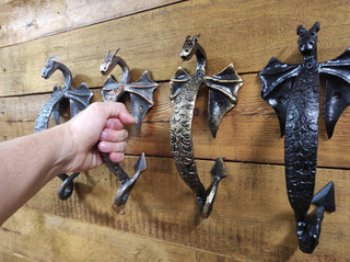 Hand Forged Dragon Door Handle: Wrought Iron Metal Decor