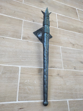 Hand Forged Wrought Iron Wall Sconce: Viking Medieval Torch Lantern