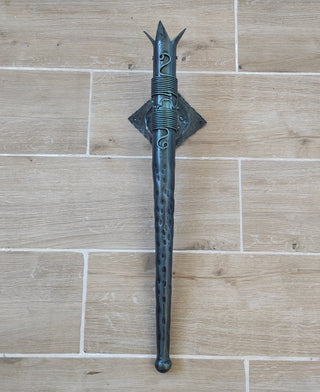 Hand Forged Wrought Iron Wall Sconce: Viking Medieval Torch Lantern