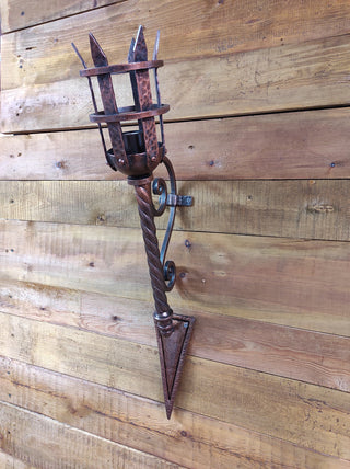 Medieval torch, wrought iron sconce