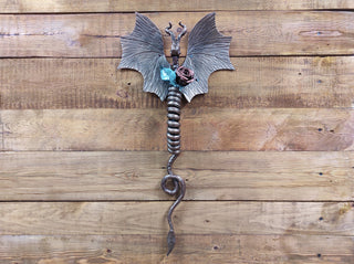 Dragon door handle, door handle, metal handle, hand forged handle, barn door handle, door decor, wrought hardware, metal forged handle