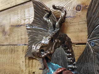 Hand Forged Dragon Door Handle: Wrought Iron Barn Door Decor