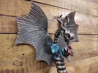 Dragon door handle, door handle, metal handle, hand forged handle, barn door handle, door decor, wrought hardware, metal forged handle