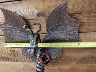 Hand Forged Dragon Door Handle: Wrought Iron Barn Door Decor