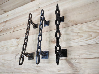 Hand Forged Iron Chain Door Handle: Rustic Barn Decor