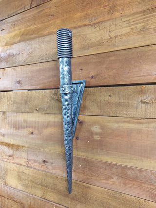 Hand Forged Wrought Iron Viking Sconce Torch - Medieval Wall Lantern