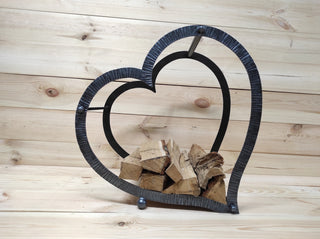 Firewood storage basket, Firewood rack Heart, Metal basket for firewood, Fireplace basket, Storage basket, Wrought iron baskets