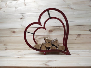 Heart Firewood Rack: Handmade Metal Log Holder