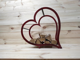 Log holder, Firewood storage, Firewood rack Heart, Firewood basket, Metal basket for firewood, Storage basket, Wrought iron basket