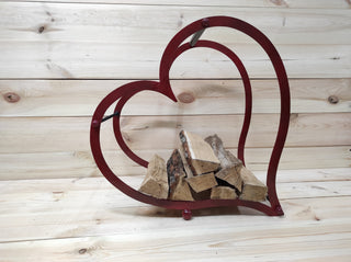Heart Firewood Rack: Handmade Metal Log Holder