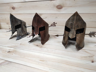 Handmade Spartan Helmet Axe Holder: Metal Axe Stand