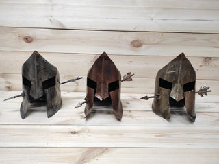 Handmade Spartan Helmet Axe Holder: Metal Axe Stand
