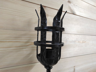 Hand Forged Wrought Iron Wall Sconce: Medieval Viking Torch Lantern