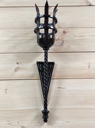 Hand Forged Wrought Iron Wall Sconce: Medieval Viking Torch Lantern