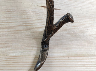 Hand Forged Pine Branch Door Handle: Rustic Metal Barn Door Pull