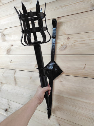 Hand Forged Wrought Iron Wall Sconce: Medieval Viking Torch