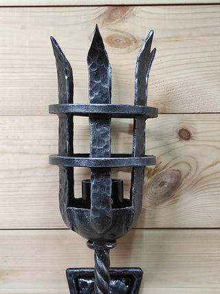 Hand Forged Wrought Iron Wall Sconce: Viking Medieval Torch