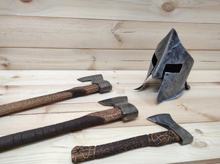 Handmade Spartan Helmet Axe Holder: Metal Axe Stand
