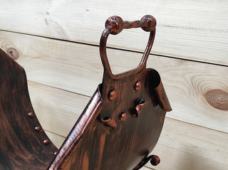 Handmade Wrought Iron Firewood Basket: Rustic Fireplace Log Holder