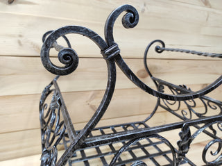Handmade Wrought Iron Firewood Basket: Decorative Fireplace Log Holder