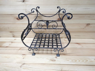 Handmade Wrought Iron Firewood Basket: Decorative Fireplace Log Holder