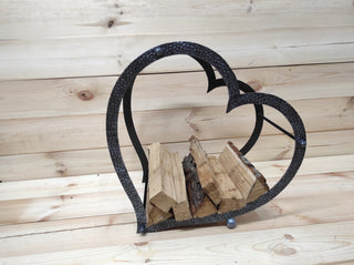 Heart Firewood Basket: Wrought Iron Fireplace Log Holder