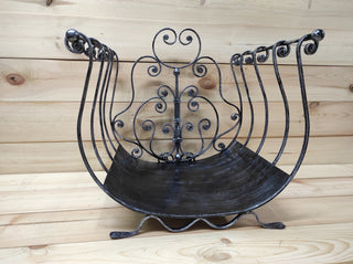 Handmade Wrought Iron Log Holder: Decorative Firewood Basket