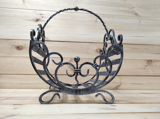 Hand Forged Firewood Basket: Wrought Iron Log Holder