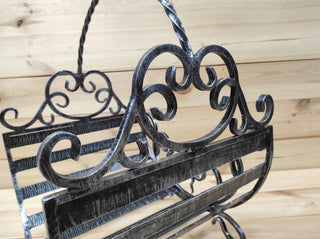 Hand Forged Firewood Basket: Wrought Iron Log Holder