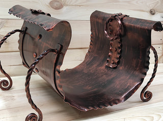 Handmade Wrought Iron Log Holder: Rustic Firewood Basket