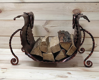 Log holder, Firewood storage, Firewood rack, Firewood basket, Metal basket for firewood, Storage basket, Wrought iron basket