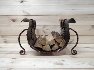 Log holder, Firewood storage, Firewood rack, Firewood basket, Metal basket for firewood, Storage basket, Wrought iron basket