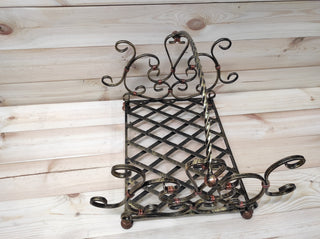 Hand Forged Wrought Iron Log Holder: Firewood Storage Basket