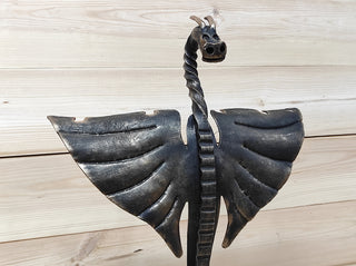 Hand Forged Dragon Fireplace Tool Set: 4 Piece Fire Poker, Tongs, Shovel & Broom