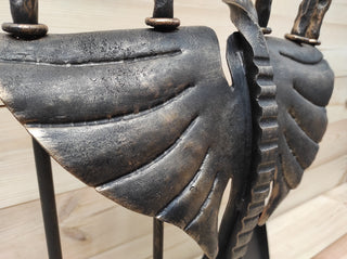 Hand Forged Dragon Fireplace Tool Set: 4 Piece Fire Poker, Tongs, Shovel & Broom