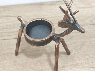 Handmade Reindeer Christmas Candlestick: Metal Holiday Decor