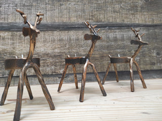Handmade Reindeer Christmas Candlestick: Metal Holiday Decor