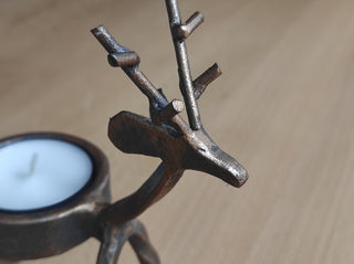 Handmade Reindeer Christmas Candlestick: Metal Holiday Decor