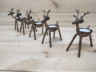 Handmade Reindeer Candle Holder: Metal Christmas Candlestick