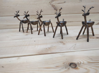 Handmade Reindeer Candle Holder: Metal Christmas Candlestick