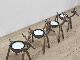 Handmade Reindeer Candle Holder: Metal Christmas Candlestick