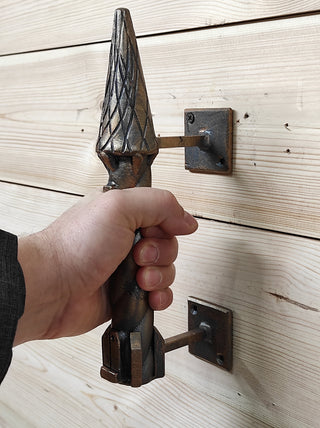 Hand Forged Iron Castle Door Handle: Medieval Barn Decor
