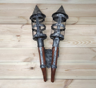 Handmade Medieval Viking Torch: Outdoor Double Wall Sconce