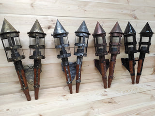 Handmade Medieval Wall Sconce: Outdoor Double Torch Light