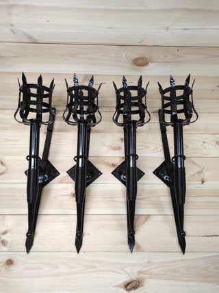 Hand Forged Wrought Iron Wall Sconce: Medieval Viking Torch